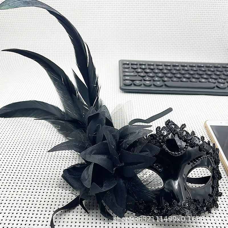 Masque vénitien en diamant, plume, fleur, Costume de spectacle de carnaval de mariage, masque Sexy pour dame, mascarade, accessoires de fête de danse