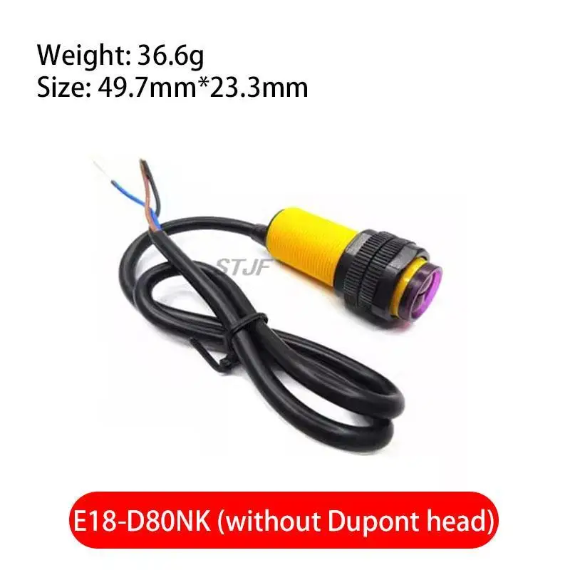 Smart Car Robot E18-D80NK Infrared Obstacle Avoidance Photoelectric Sensor Proximity Switch 3-80cm Detection Range Adjustable