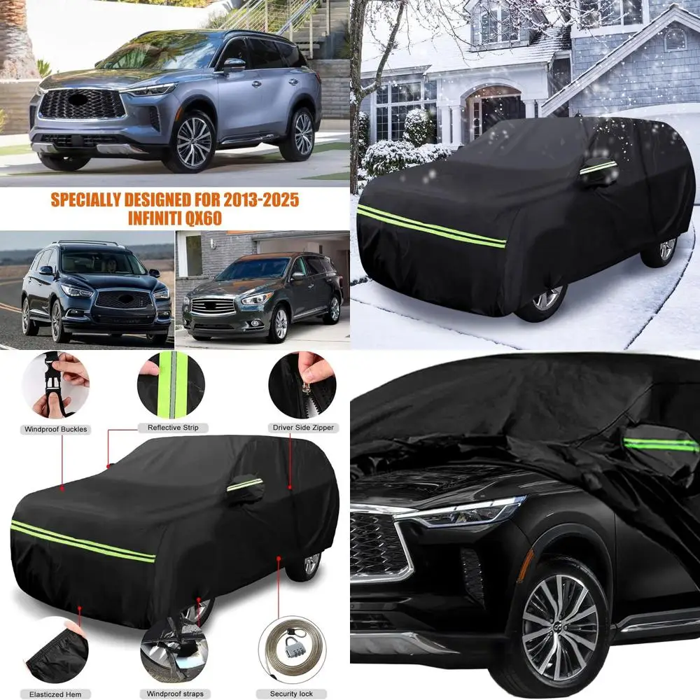 

Custom-Fit Infiniti QX60 Car Cover (2013-2025) - 6-Layer Weatherproof with Zippered Door & Windproof Bands