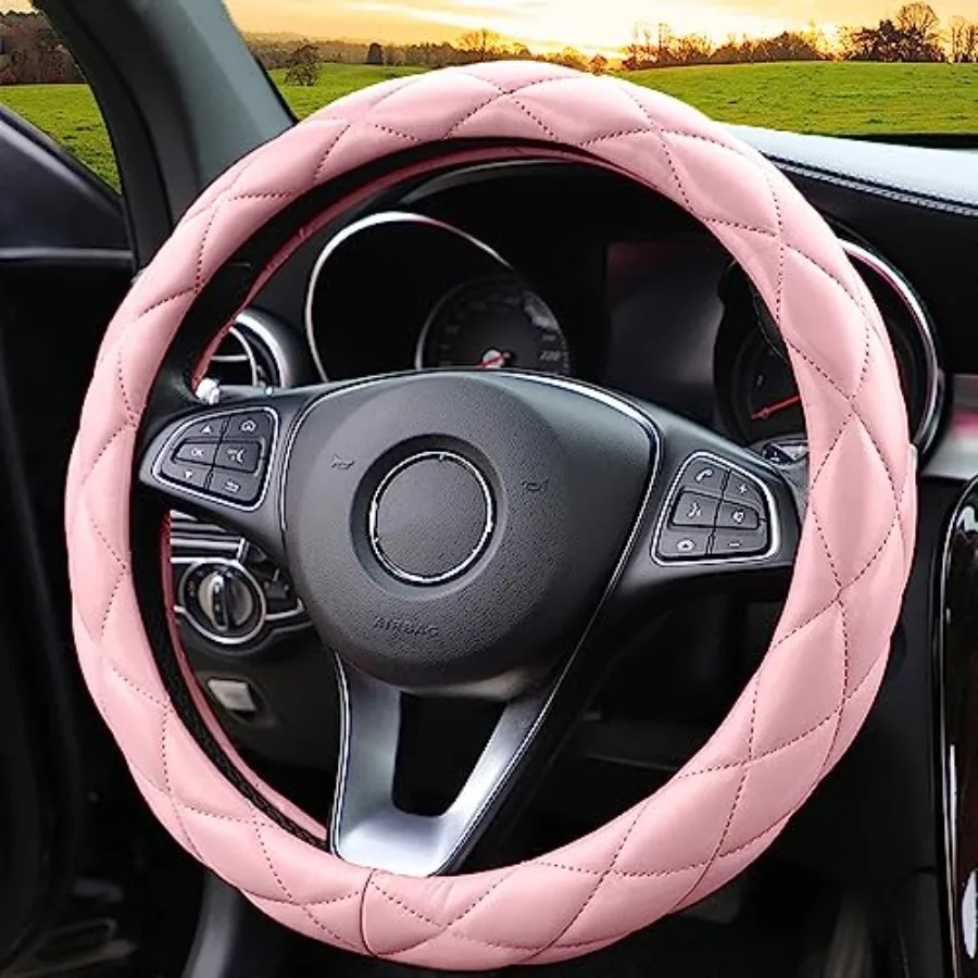 

Soft Microfiber Leather Steering Wheel Cover, Universal 15 Inch for Women Girls, Fit Vehicles, Sedans, SUVs, Vans, Trucks - Lig