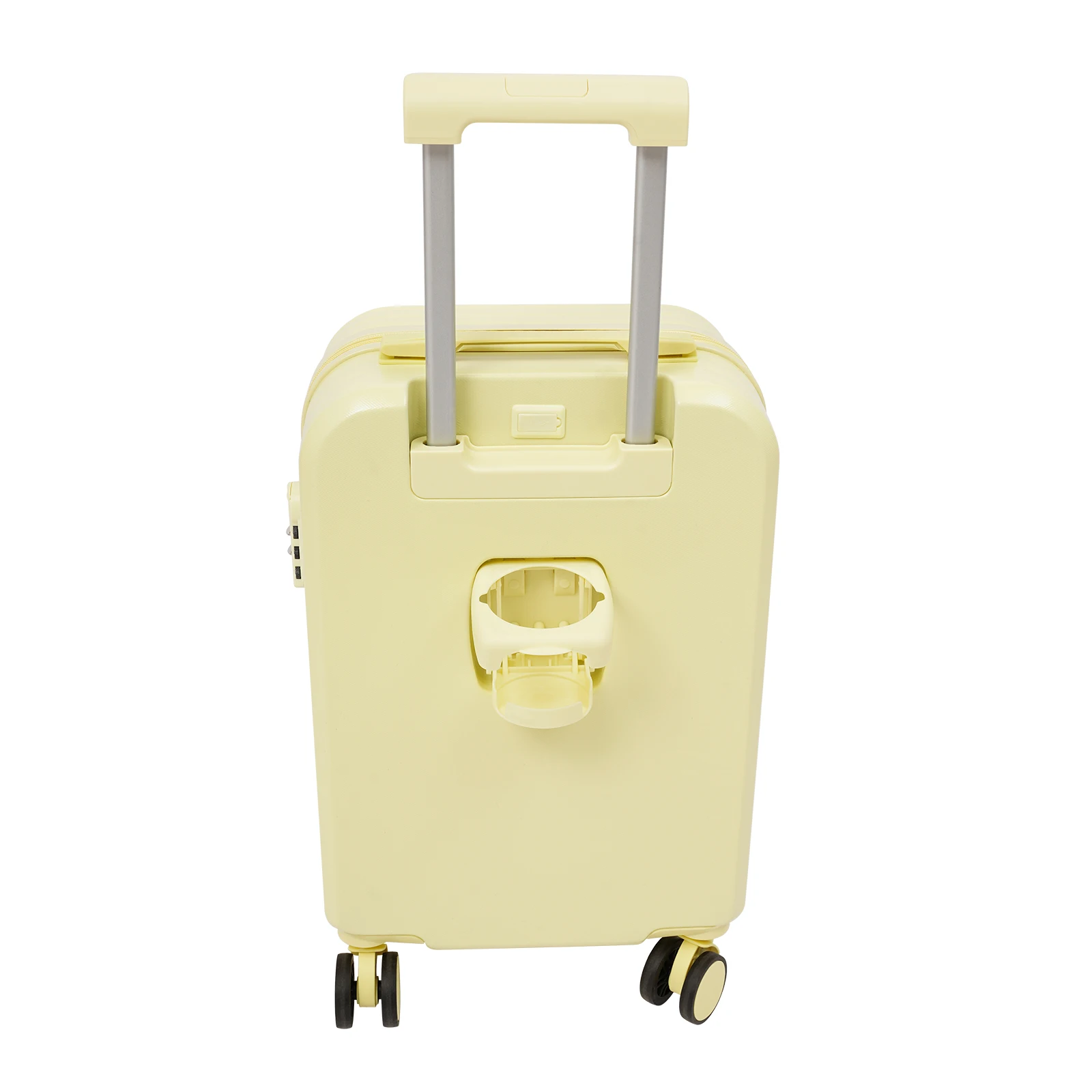 IATA Certified 20 Inch Light Yellow Cabin Carry On Luggage Portable Rolling Suitcase Equipped With Practical Cup Holder Adjustable Multi-level Telescopic Pull Handle Lightweight Hand Travel Case For Airplane Short Vacation Business Trip view 5