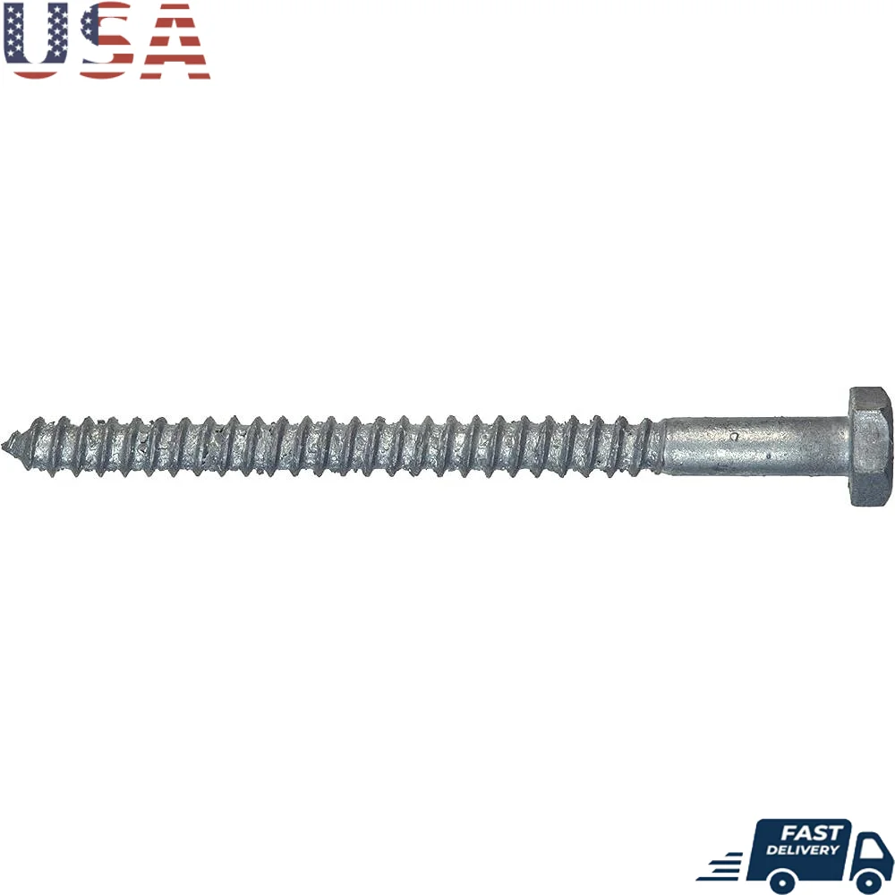 

Hot Dipped Galvanized Hex Lag Screw 3/8 x 4-1/2 Inch Steel External Drive System 50 Pack Durable Heavy Duty Fasteners