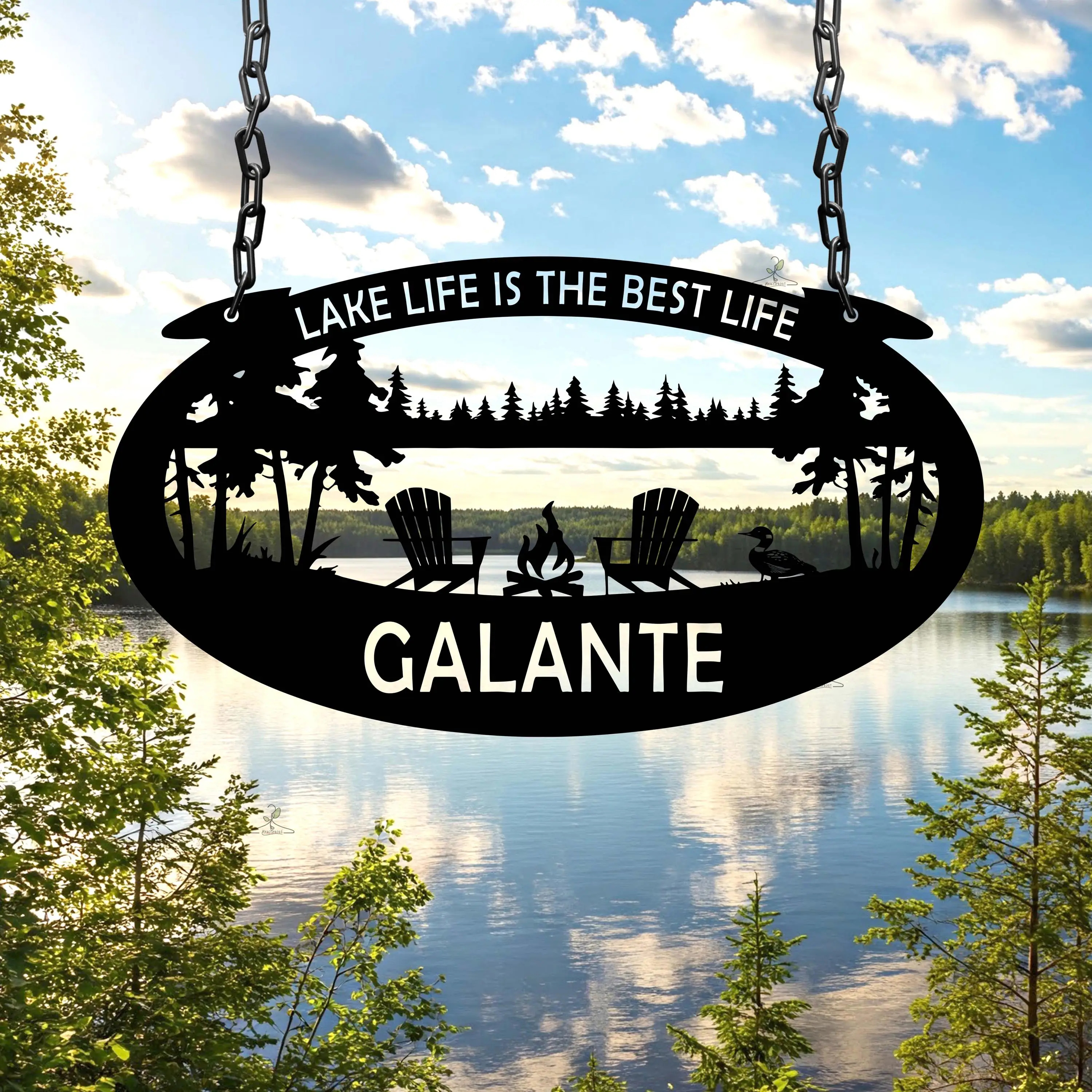Custom Personalized Lake House Sign Name Lake House Decor Lake Life Wall Art Fishing Lover Gift
