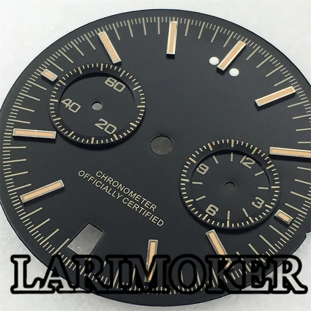 Larimoker 31.5mm vk64 black blue powder kaku color dial is suitable for VK64 quartz movement accessories light emitting index