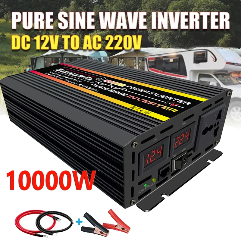 

10000W 12000W Pure Sine Wave Inverter DC12V 24V To AC 220V Power Inverter Car Inverter for Solar System Home Outdoor RV Car