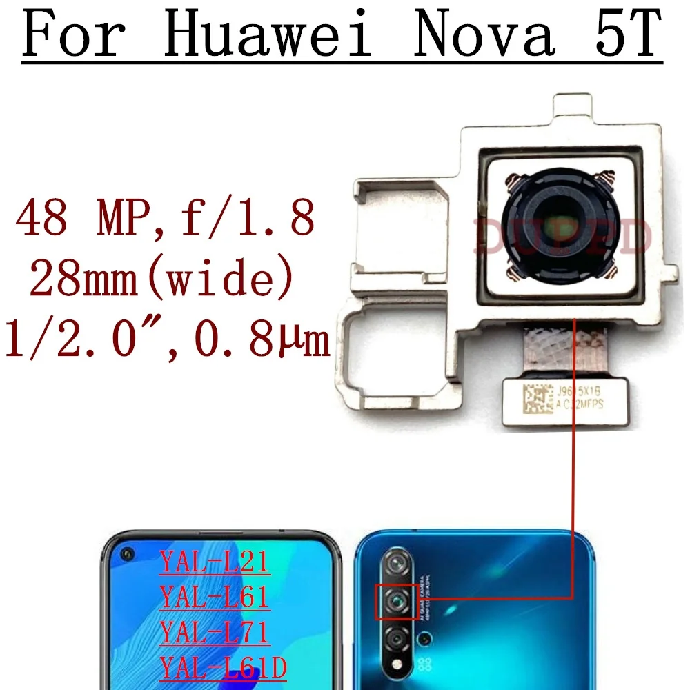 Back Main Front Camera For Huawei Nova 5T L21 L61 L71 Original Frontal Selfie Facing Rear Camera Module Flex Replacement Parts