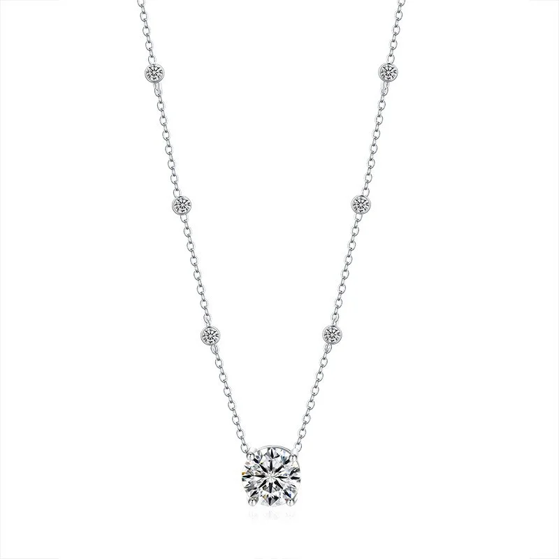 

ZFSILVER модное серебро 925 пробы цвет D белый 3 карата муассанит классическая лапа 4 ожерелье для очарования женщин вечерние ювелирные изделия подарок QCX069