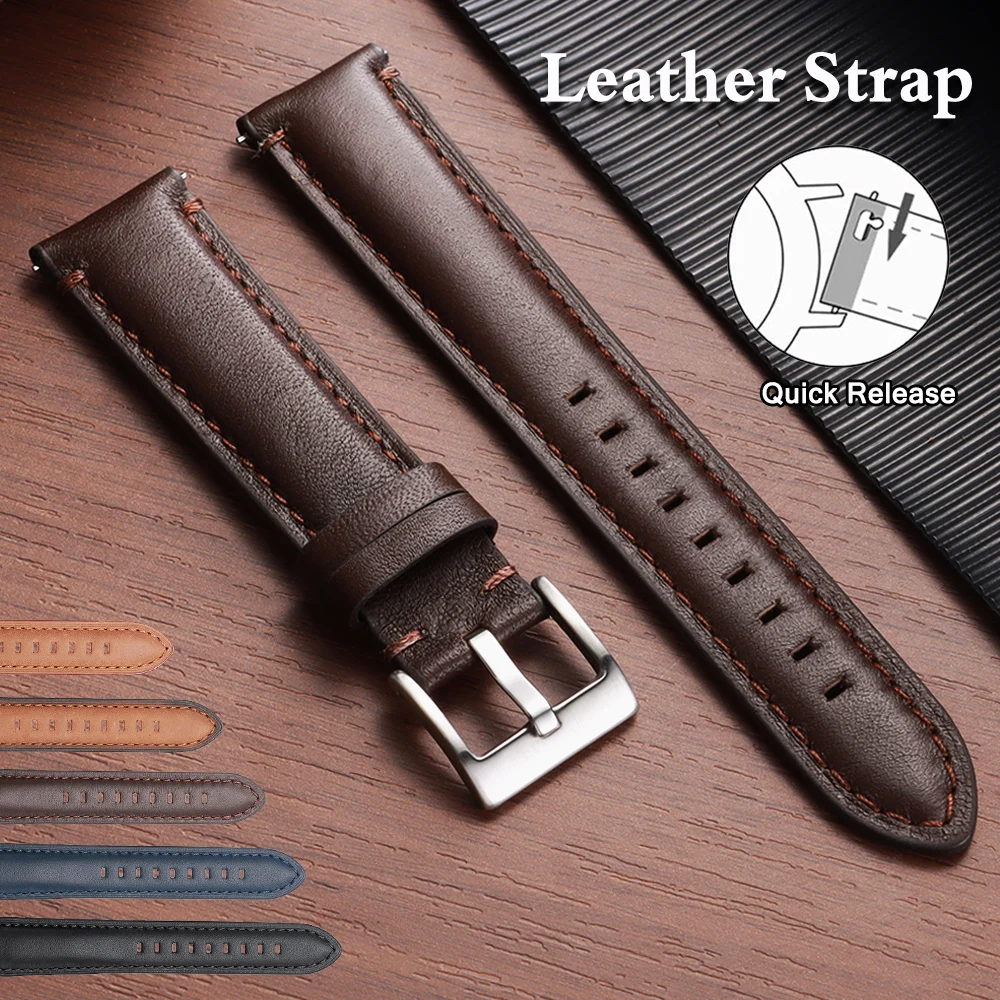 Neues Uhrenarmband aus Kalbsleder, 20 mm, 22 mm, 24 mm, universelles Armband, Rindsleder-Ersatzband, Schnellverschluss-Armband für Männer und Frauen