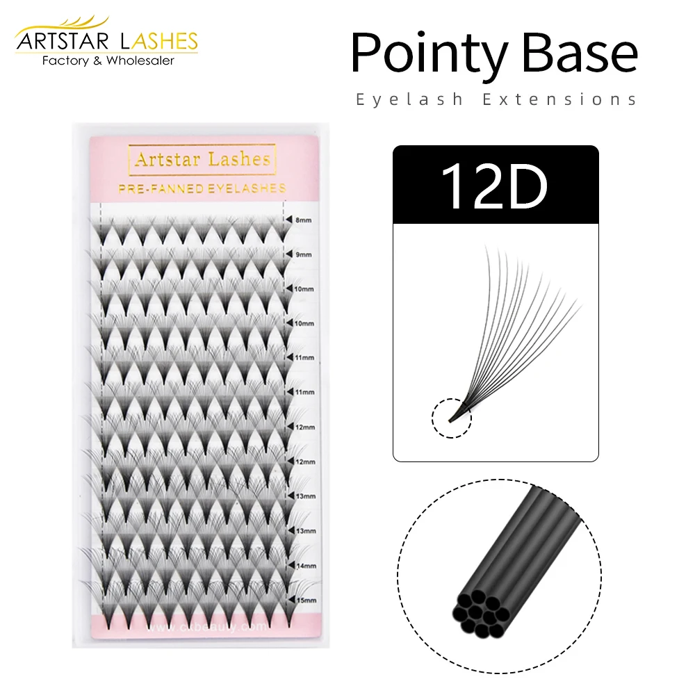 ARTSTAR Premade Volume Fans Lash Extensions 4D 8D 10D 12D 16D 20D 8-15mm Long Stem Professional Eyelashes Extensions Faux Mink