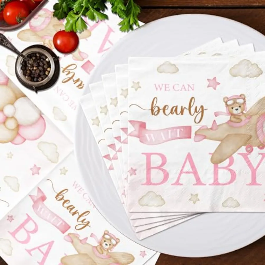 tecoration40pcs الوردي دمية دب الطفل Sr pkins الدب موضوع عيد ميلاد pkins الديكور لفتاة طفل Sr الجنس تكشف الطرف