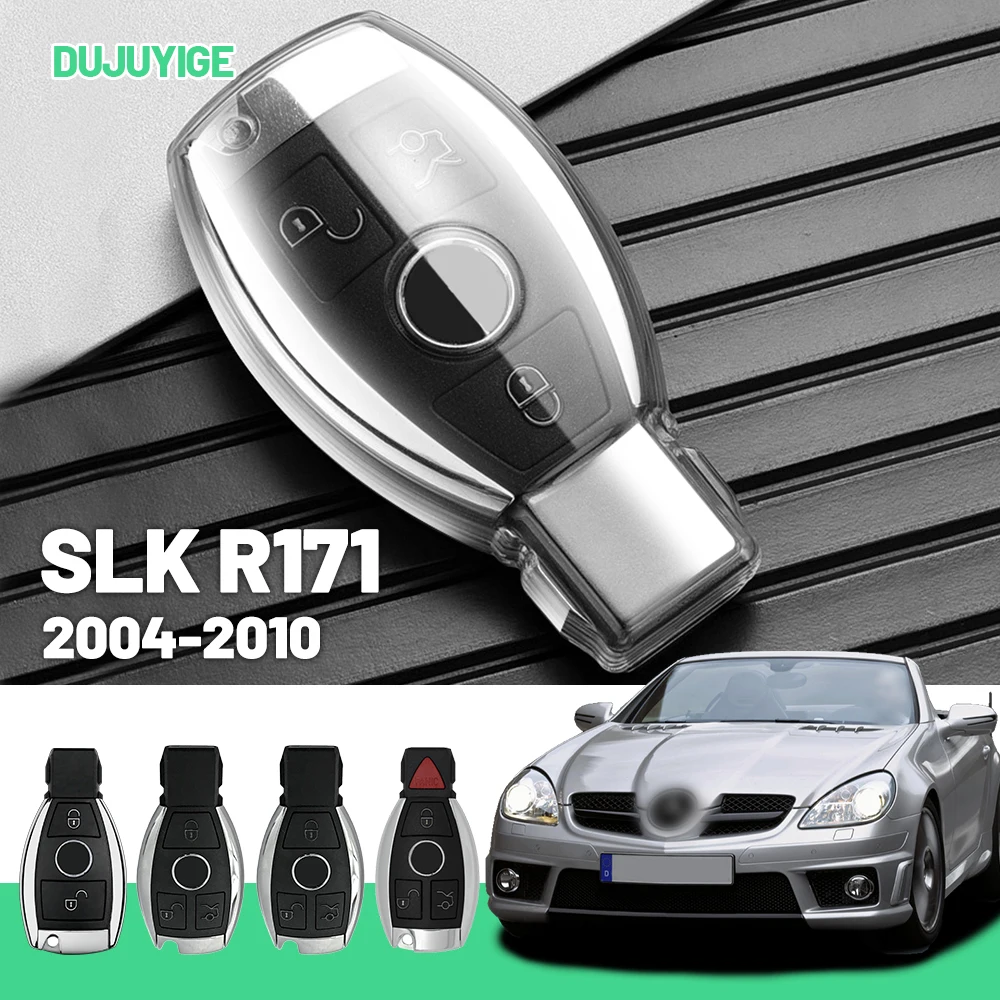 

Прозрачный чехол для автомобильного ключа из ТПУ для Mercedes-Benz SLK R171 2004-2010, защитный чехол для брелока, автоаксессуары 2005 2006 2007 2008