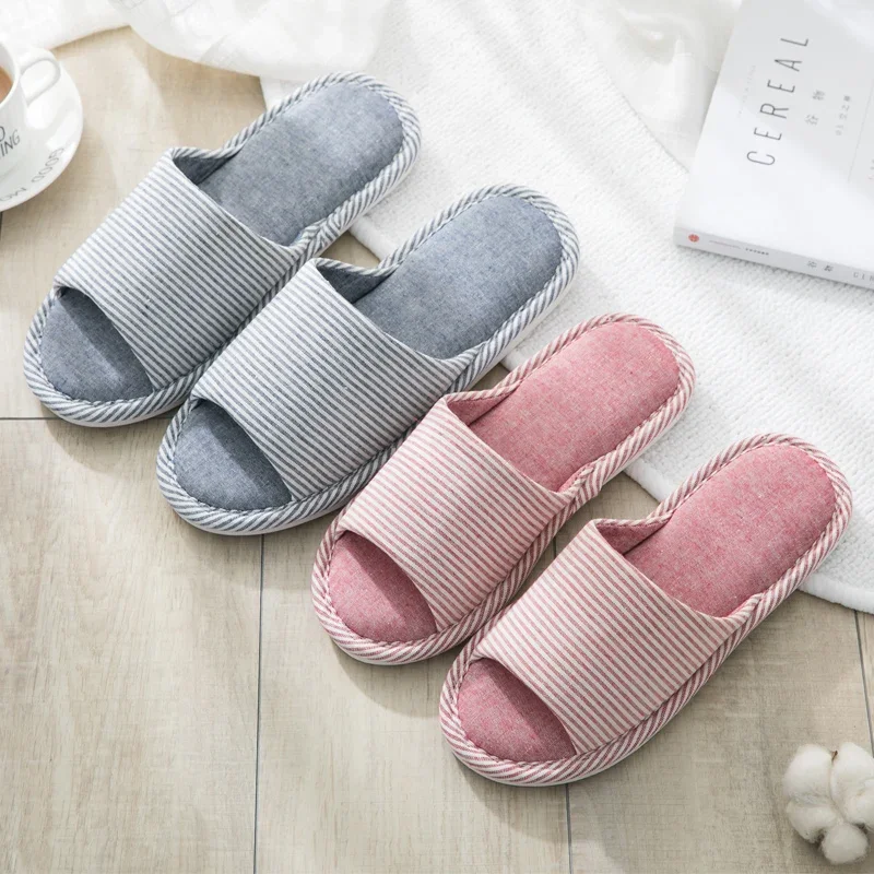 Four Seasons Home Slippers Women's Summer Indoor Floor Non-slip Soft Bottom Linen Cotton Linen Household 3898