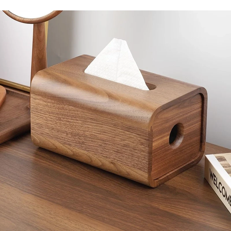 Black Walnut Tissue Box Living Room Desktop Removable Napkin Boxes Household Storage Container