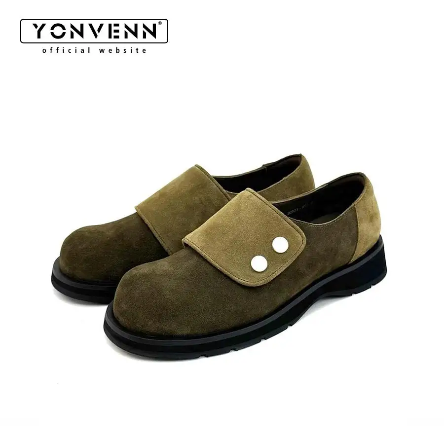 

New color blocked Velcro round toe derby shoes for men featuring anti suede leather sleeves and breathable summer loafers