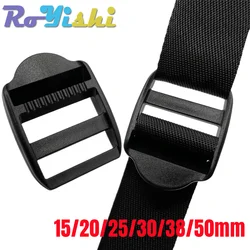 5 Pcs/Pack Ladder Lock Slider Plastic Buckles Backpack Straps Black Webbing 15-50mm