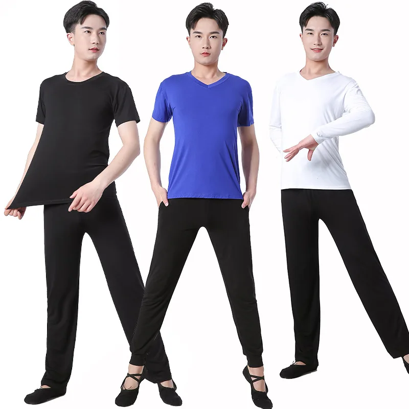 Dance costume martial arts suit men's loose fitting student body suit modern dance Latin dance wide leg straight tube