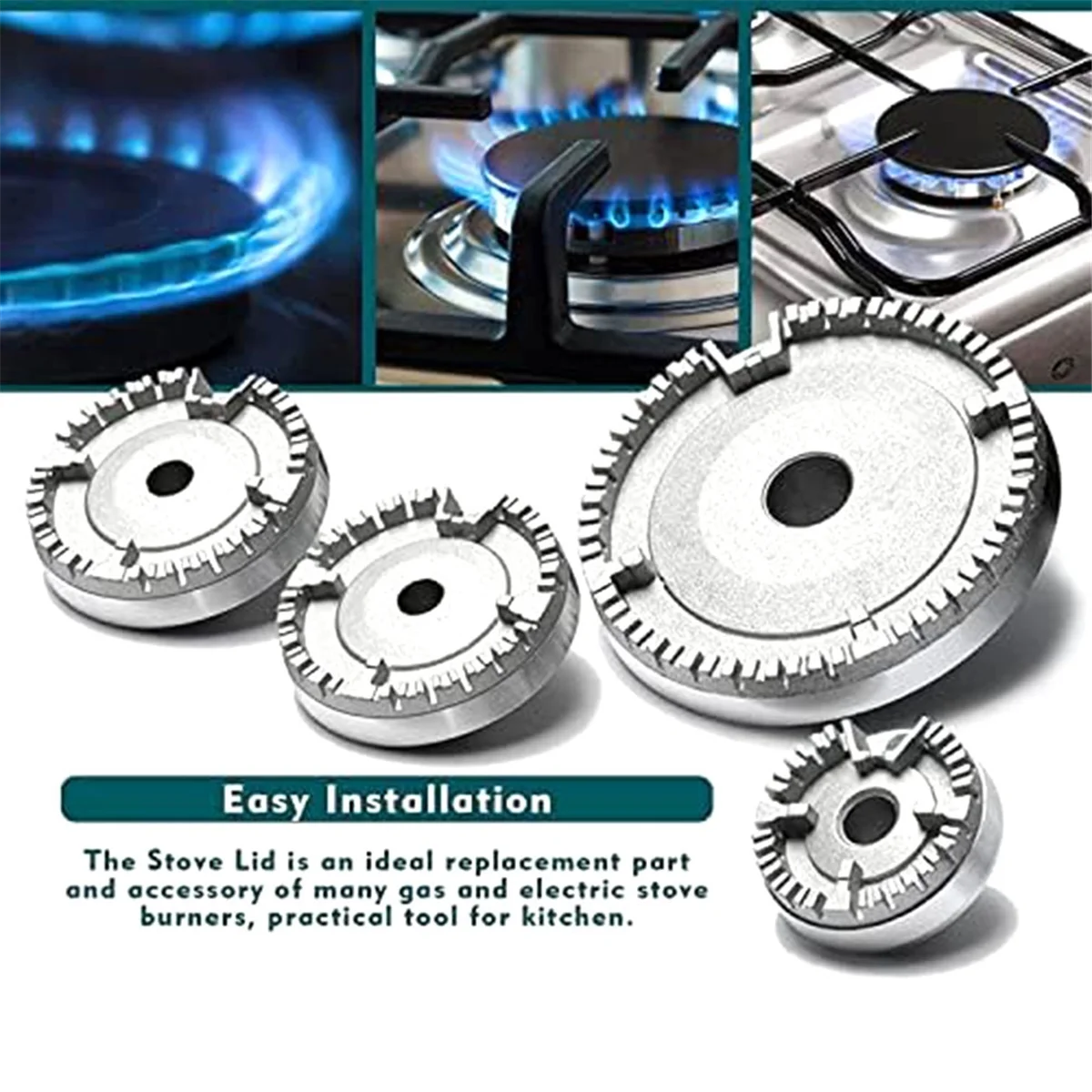 A76I Universal Burner Crown Flame Cap Oven Cooker Hob Gas for CDA,Flame Burner Cap Crown Fits All Between Sizes Flat