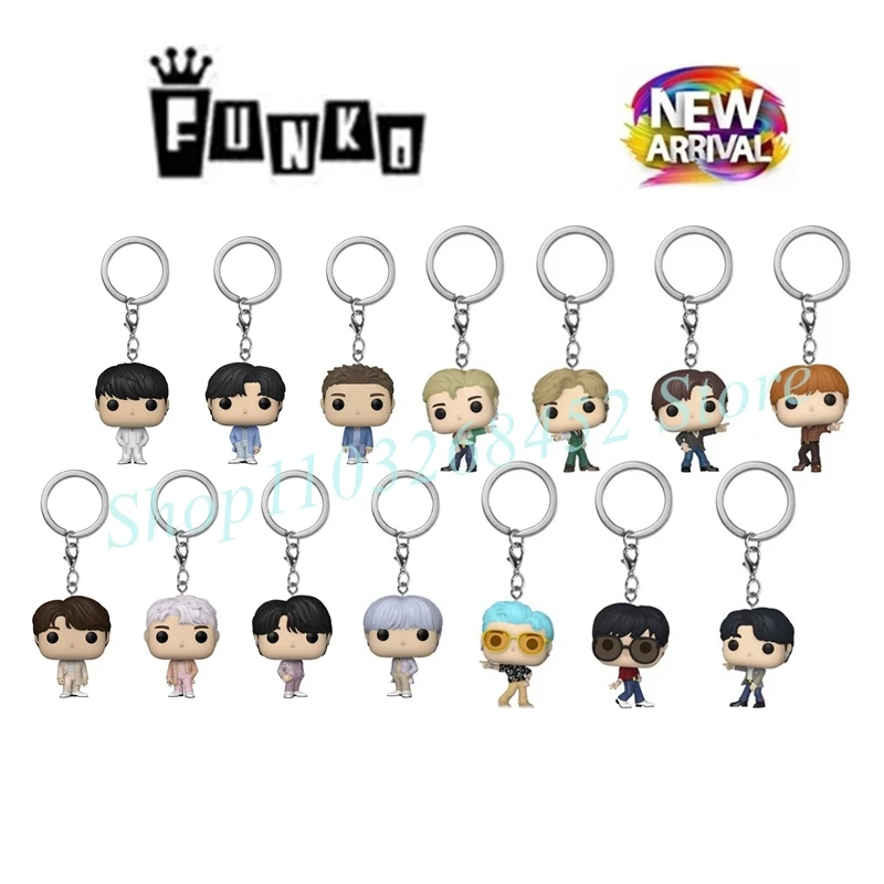 2024 Funko Pocket Korea stars Keychain JUNG KOOK JIMIN V SUGA JIN J-Hope RM Action Figure Doll Pendant Key Ring Ornaments Gift