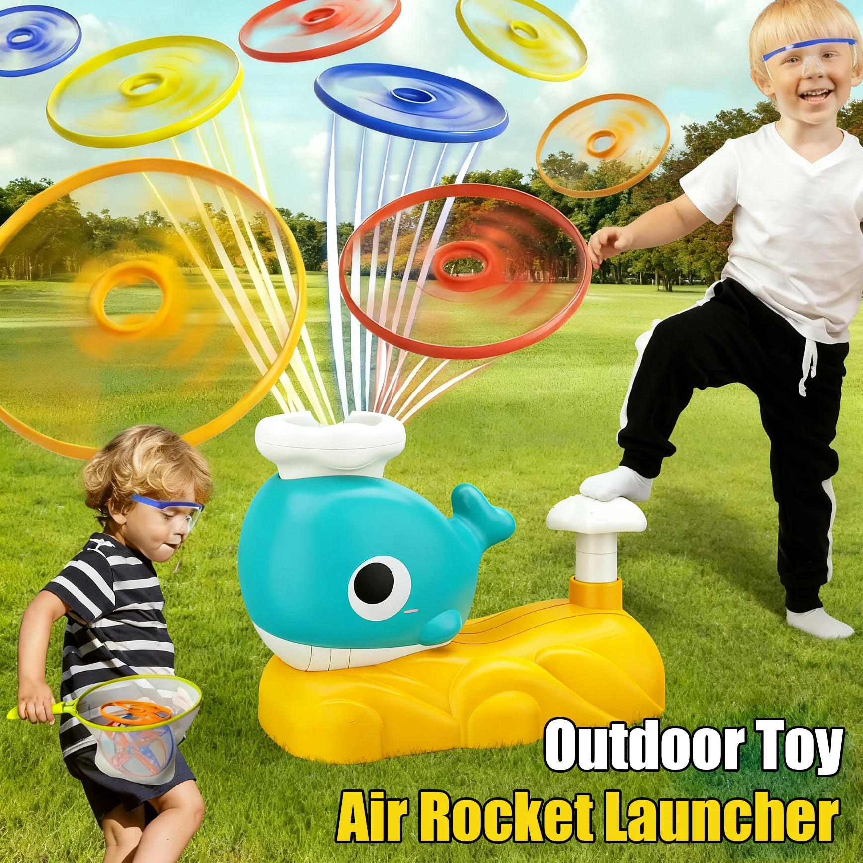 Air Rocket Launcher Outdoor Toy Soaring Rocket Flying Disc Untertasse Foot Launcher Kid Jump Sport Game Lernspielzeug für Kinder