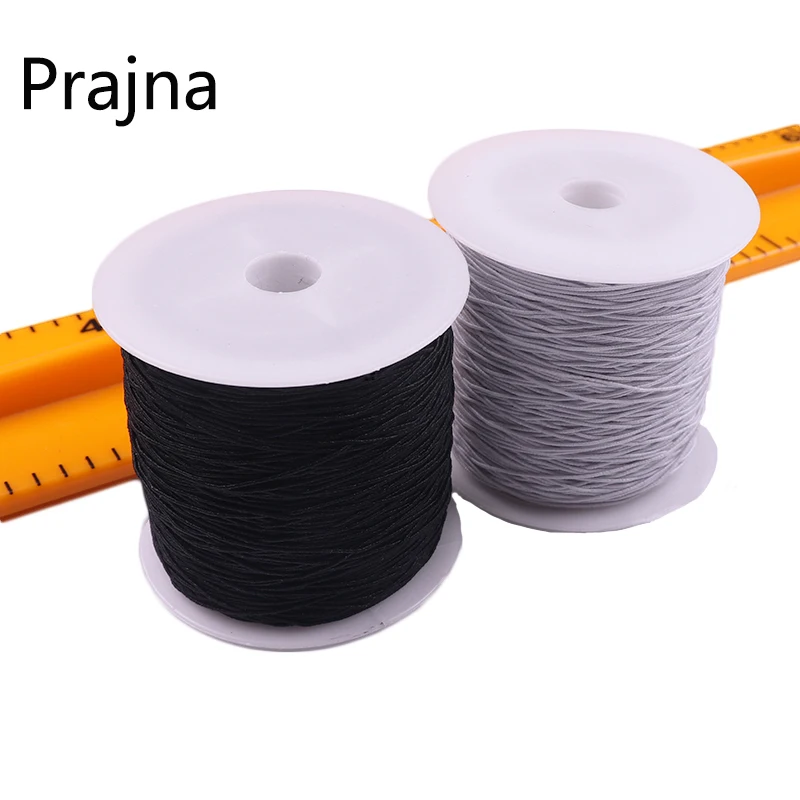 Prajna White Black Elastic Thread Polyester Machine Sewing Thread Beading Industry Fabric Supplier Accessory 200 Meters/Roll DIY