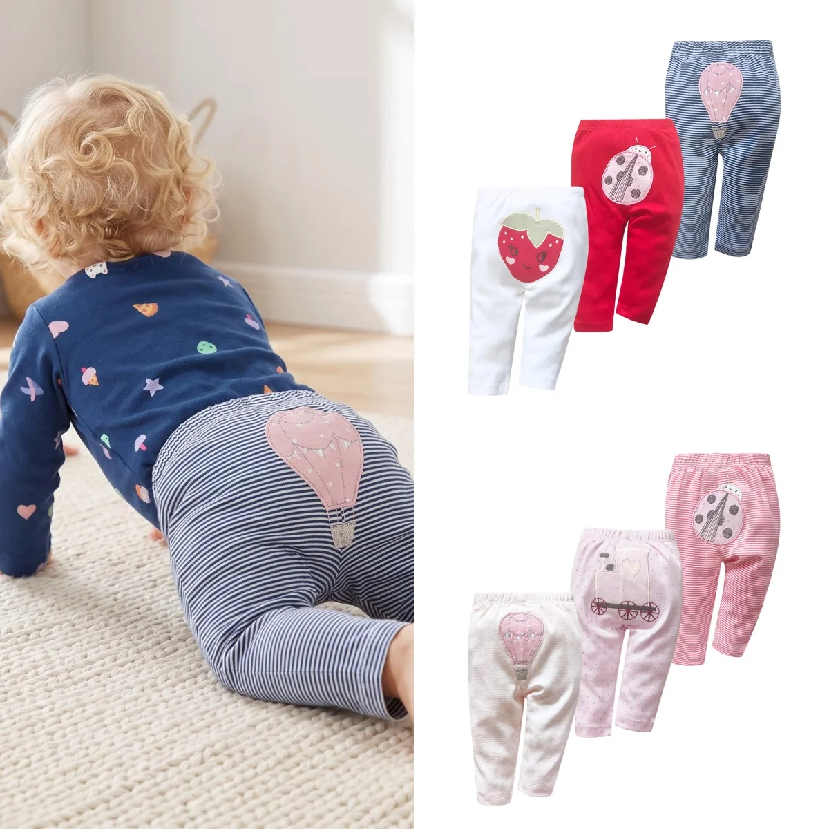 3-Pack Newborn Infant Baby PP Pants for Girls Cartoon Harem Trousers Kid's Daily Leggings Spring Autumn Casual Infant Trouser