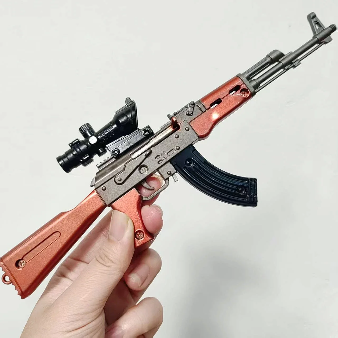 30cm mini alloy AK47 rifle toy gun model character key chain CS