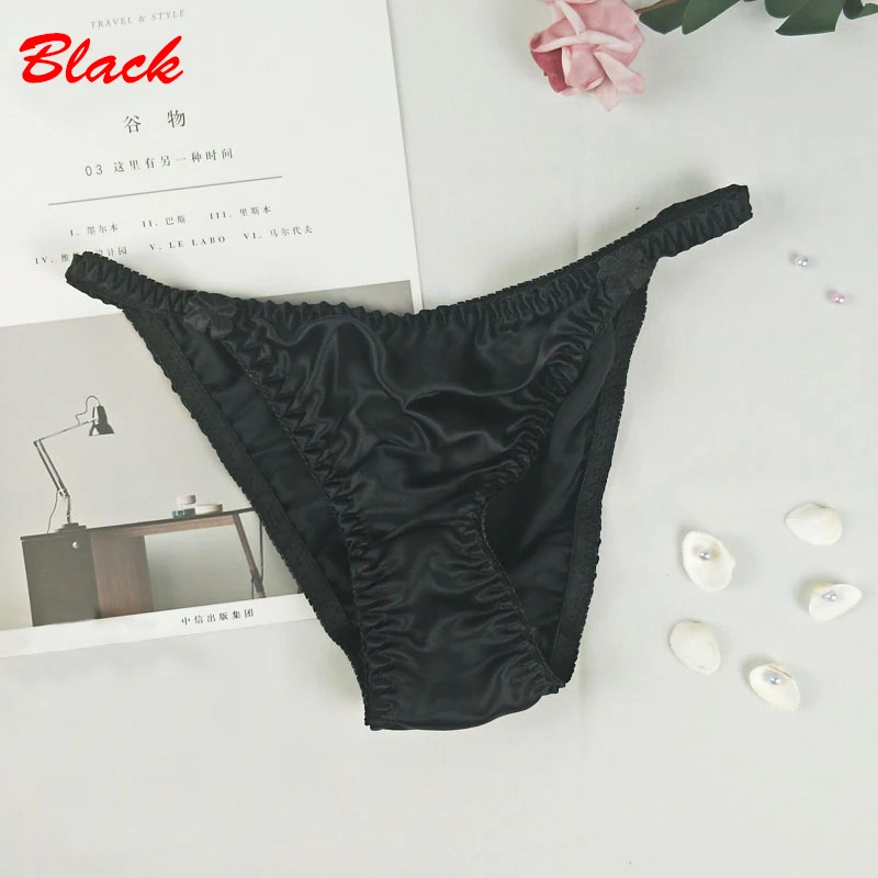 

1PC Women Mulberry Silk Underpants Solid Color Low-waist Seamless Underwear Sexy Briefs Stretch Panties Intimates Lingerie