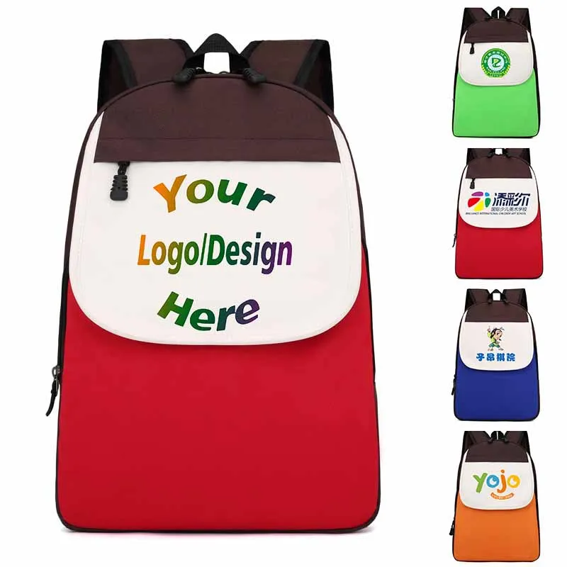 

Customize Printed Logo Picture Text Backpack For School Personalize Schoolbag Children Students 3-12 Years Baby Gift