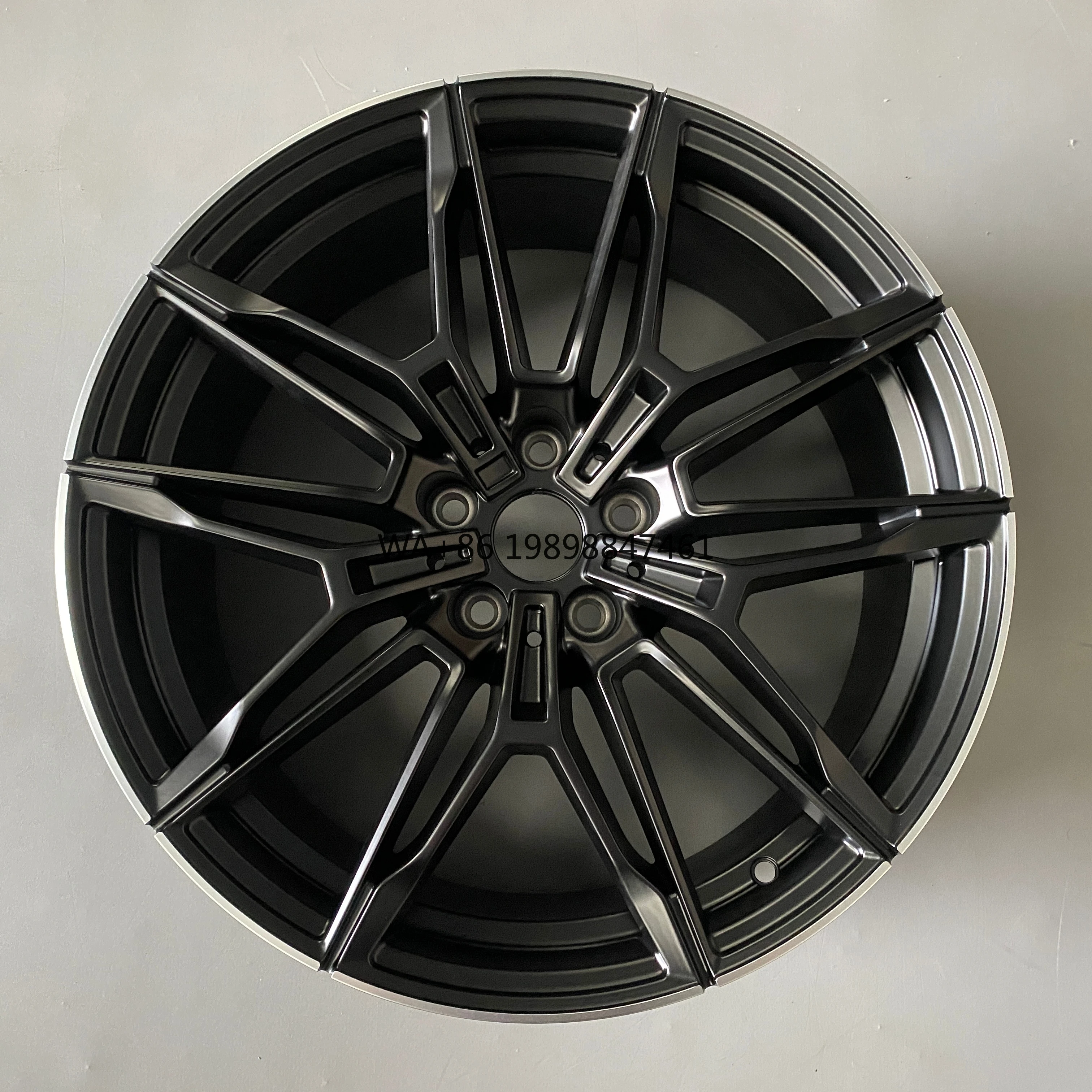 

For Forged Alloy Wheel Hub 19 Inches Five Spoke Design Black Outer Surface Polished Finish 8J Width 30mm ET New 4 Pieces