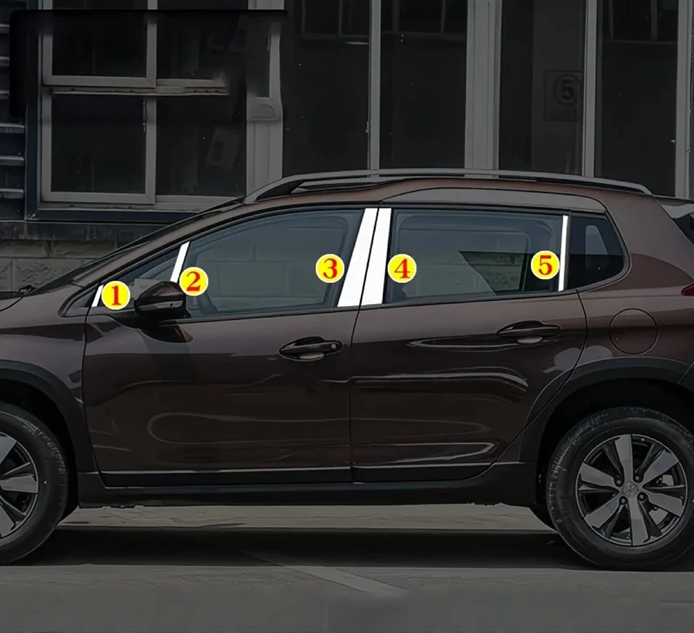 10-ピース-セットプジョー-2008-車の窓明るいストリップセンターピラートリムカバーステッカー-2014-2015-2016-2017-2018-2019