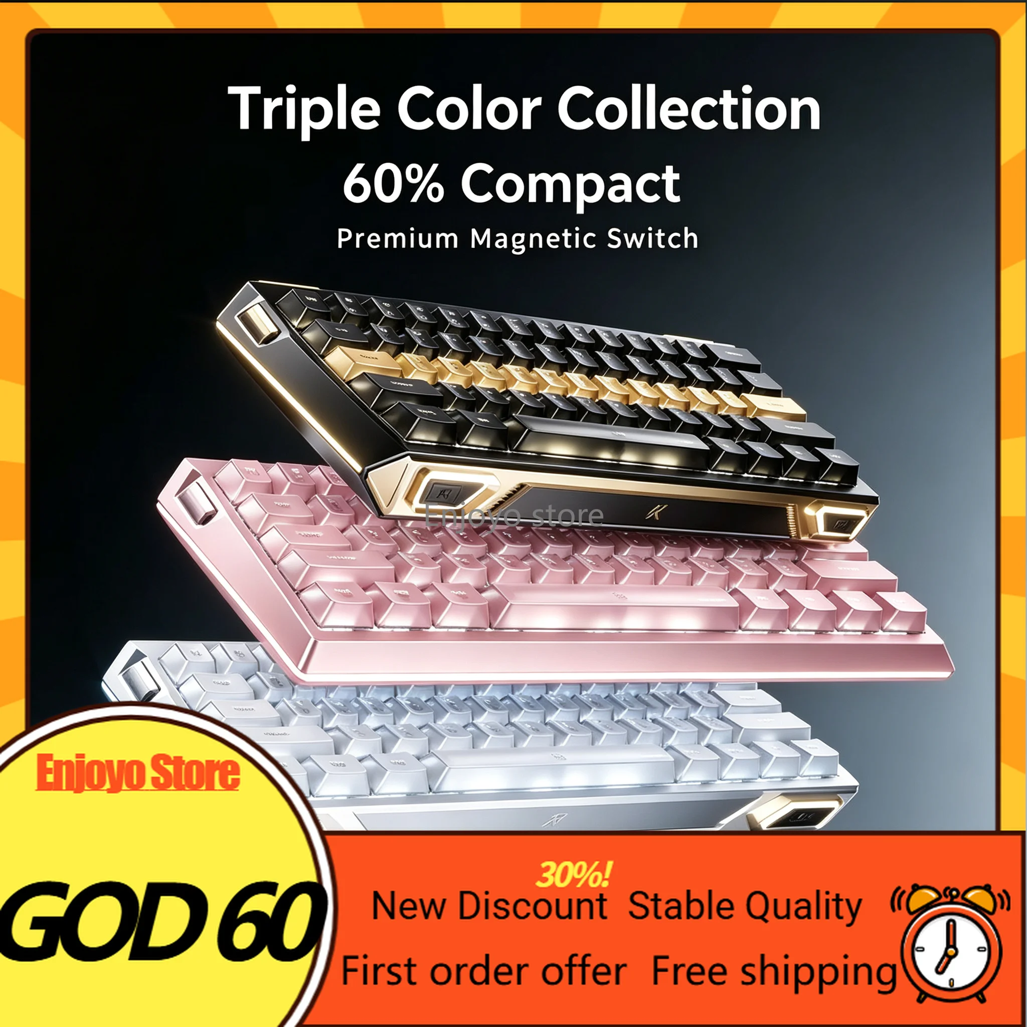 God 60 for Mchose Mortal's Tales Magnetic Gaming Keyboard Full CNC Aluminum Shell Rapid‑Trigger Hall‑Switch Competitive FPS Game