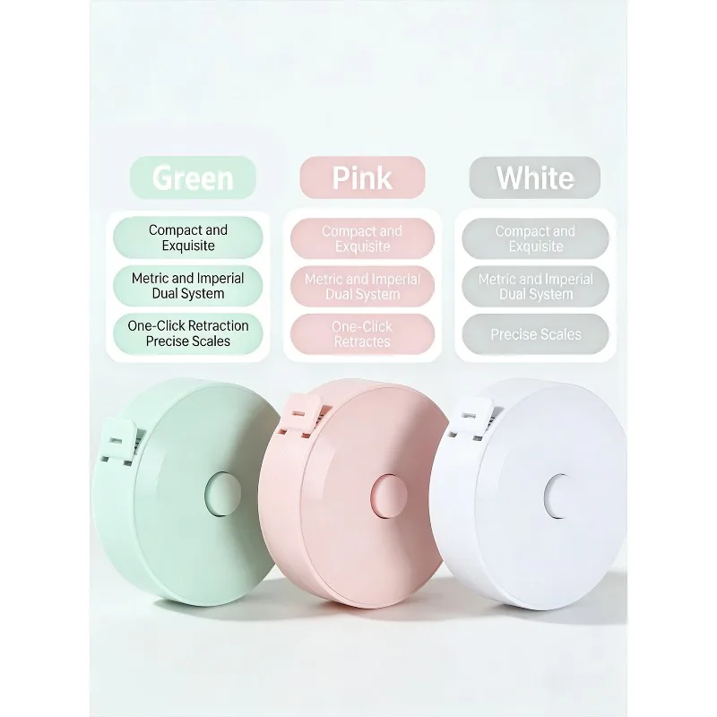 

1PC White/Pink/Green 150cm/60" Mini Measure Plastic Ruler Roll Tape Accurate Measurement For DIY Jewelry Making Accessories