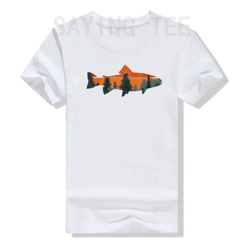 Trout Fly Fishing Nature Outdoor Fisherman Husband Gift Classic T-Shirt Fish Lover Graphic Tee Tops Funny Fisher Basics Outfits