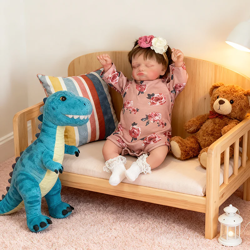 ตุ๊กตา NPK19'' งานแฮนด์เมด ผิว 3 มิติ พร้อมเส้นเลือดที่มองเห็นได้ ตุ๊กตาเด็กแรกเกิดโรซาลี ตุ๊กตาทารกหลับตา วาดด้วยมือ เหมือนจริง