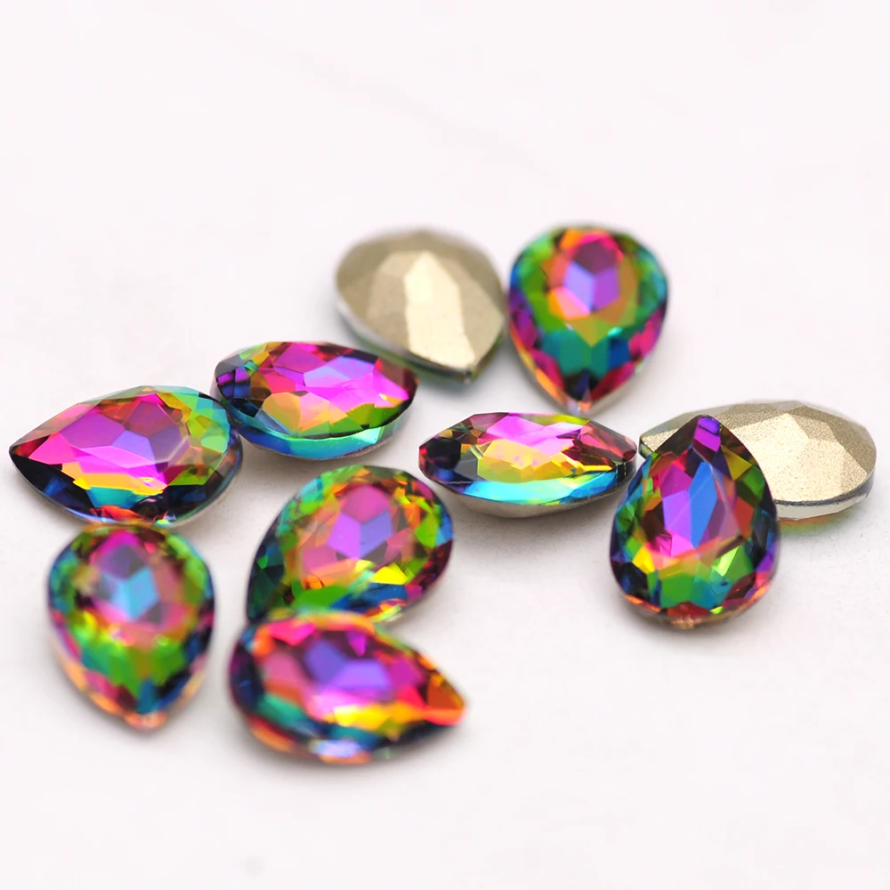 CTPA3bI New Arrival 5A 10PCS Volcano Color Different Shapes DIY Crafts Rhinestones Pointback Loose Gems Nail Art Glass Beads