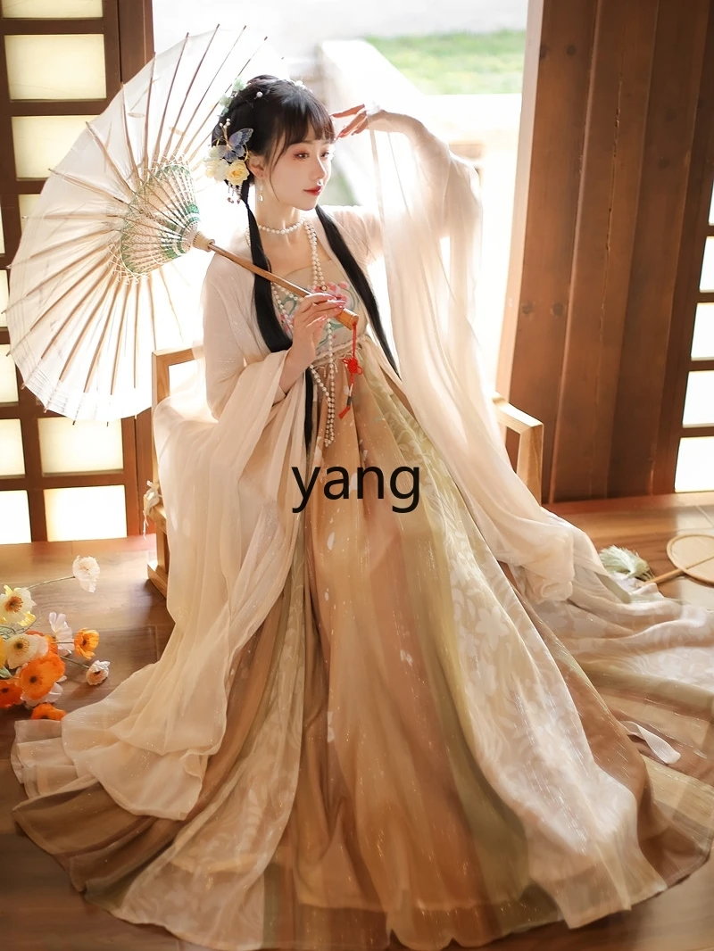 LMM Hanfu – chemise à manches longues pour femmes, véritable costume quotidien brodé, été