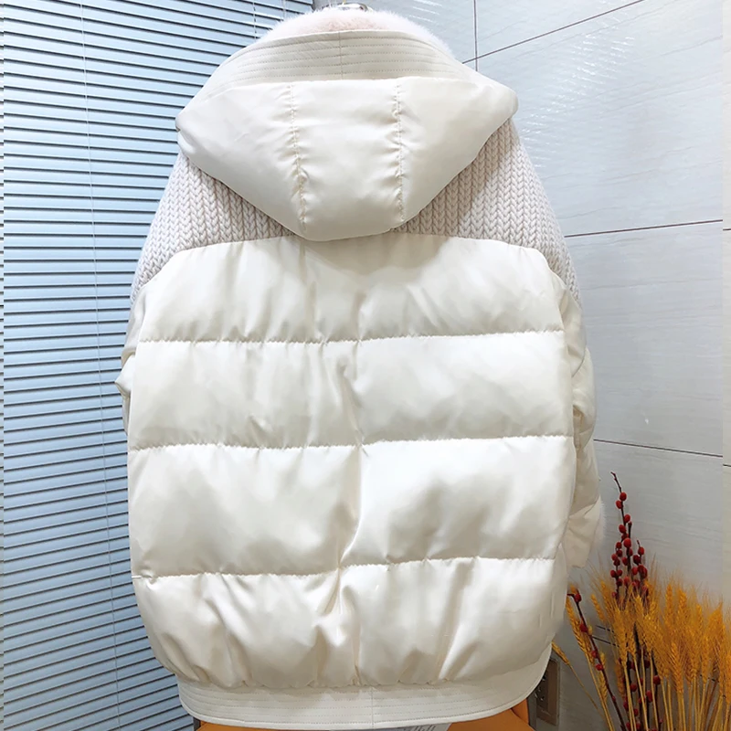 Imagem -04 - Cabolsa de Pele de Vison Real para Mulheres Jaqueta de Ganso Natural Puffer Hood de Luxo Nova Moda Outono e Inverno 2023