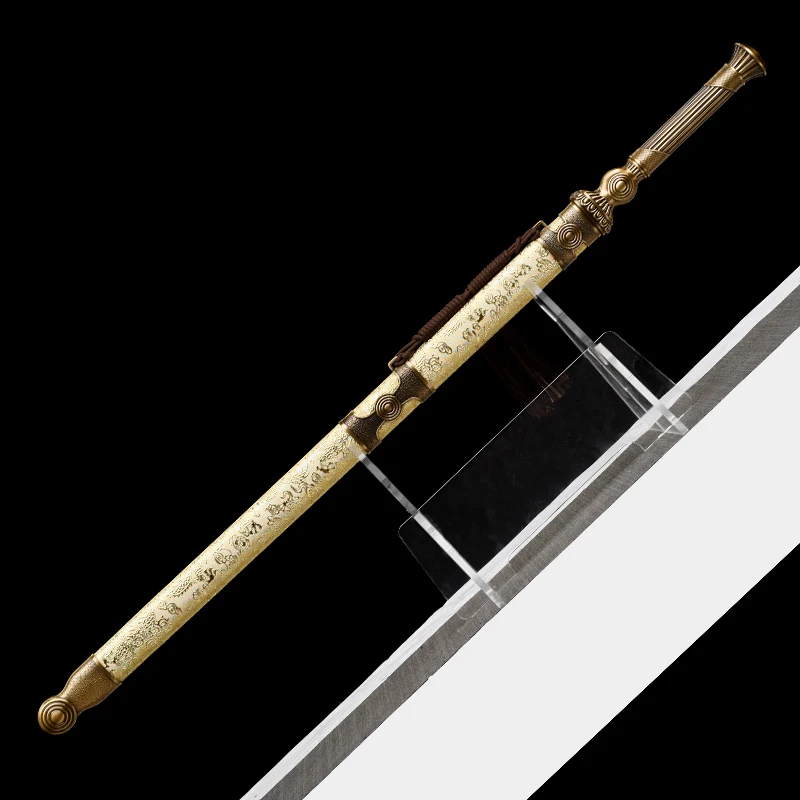 Special Chinese Tang Sword,Golden Blade,High Manganese Steel Non Sharp,Home Decor Swords,Metal handle,Wooden Sheath - view 4