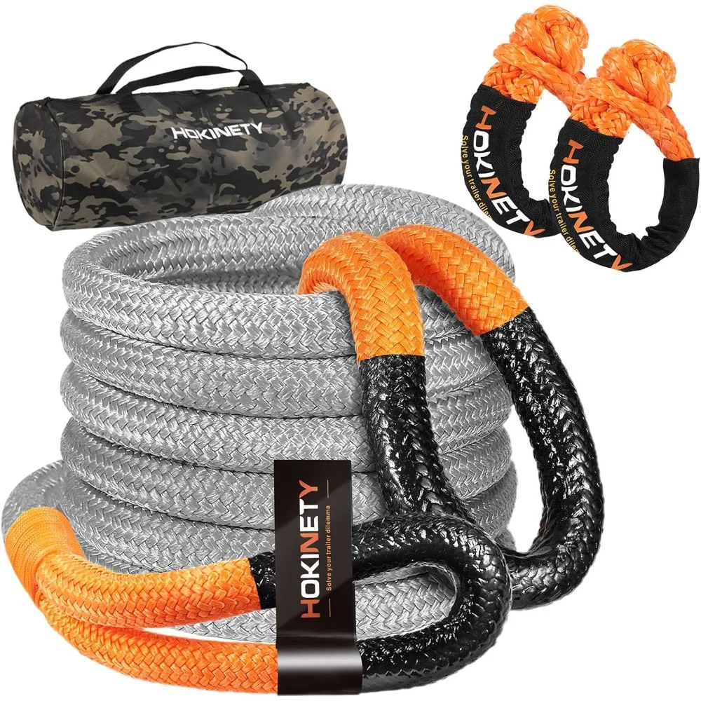 

Kinetic Recovery Tow Rope: 1-1/8" x 30ft 48000LBS Snatch Strap with Soft Shackles Heavy Duty Offroad Towing Straps Kit