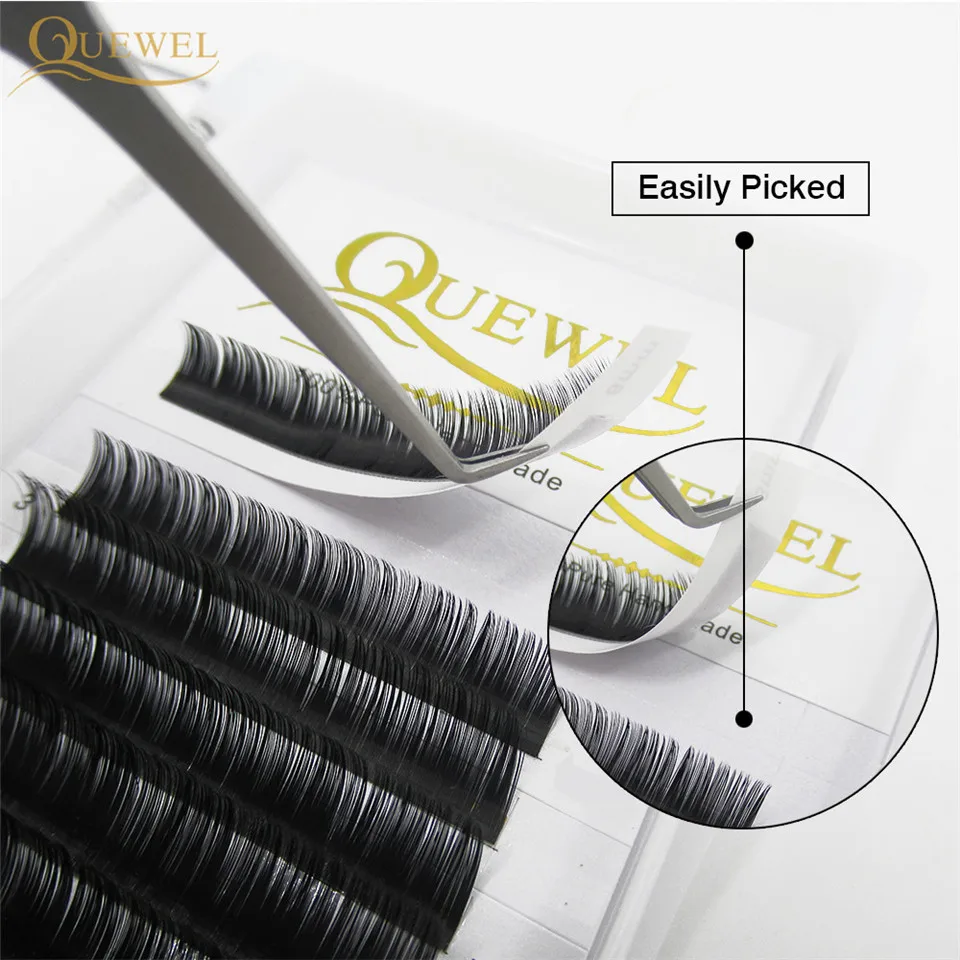 Quewel 12Rows L Curl Lashes Extension 8-15 Mix 0.07mm Eyelashes Extension Individual C/CC/D/DD/L/LC/LD Eye Lashes Makeup Natural