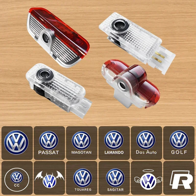 2pcs LED Car Door Logo Welcome Light Ghost Shadow Courtesy Projector For Volkswagen Sagitar Passat TIGUAN TOUAREG Touran Sharan