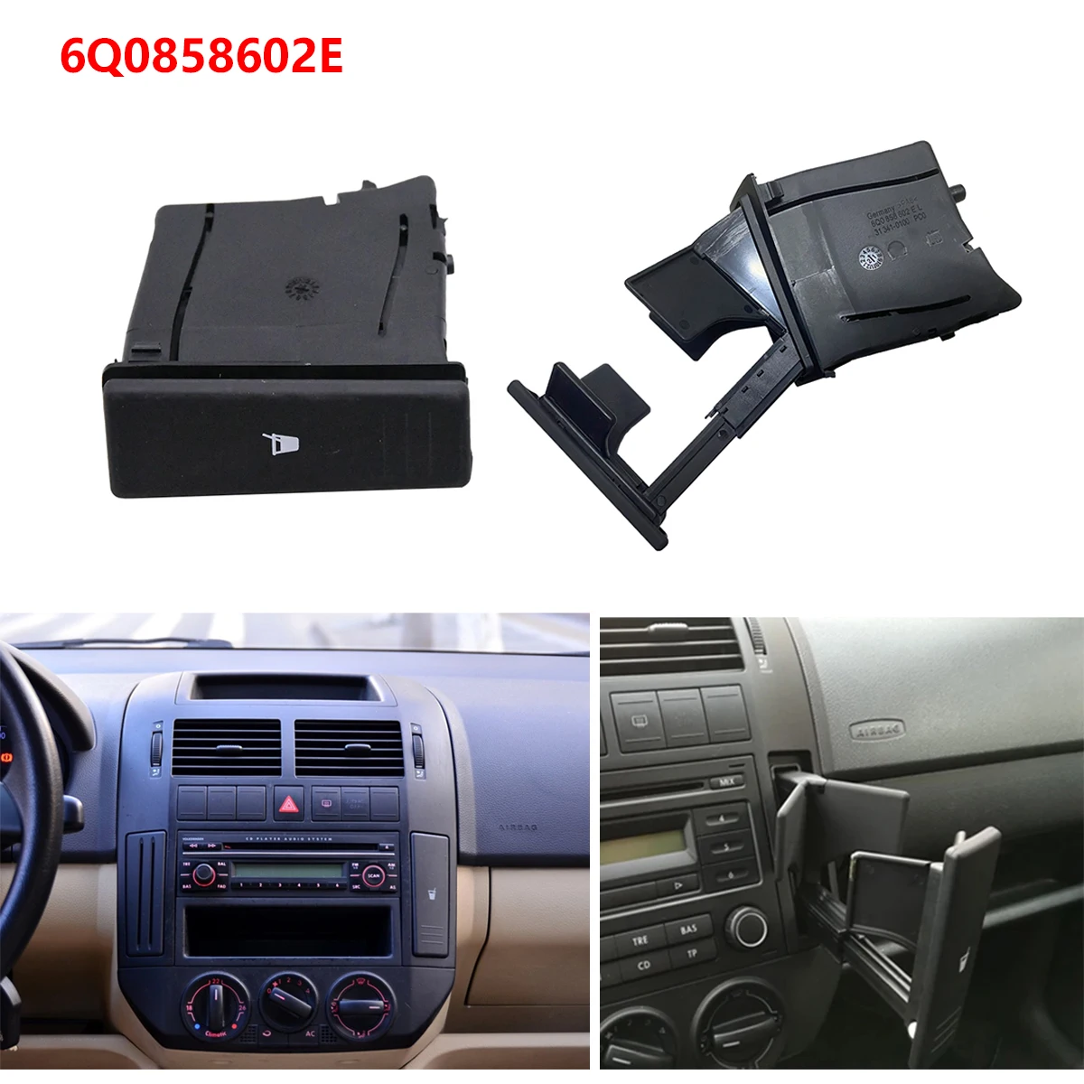 Cup Holder Car Center Console Card Slot Drink Holders For VW POLO 9N 2002-2010 6Q0858602E 6Q0 858 602 E 6Q0858602G 6Q0858602B