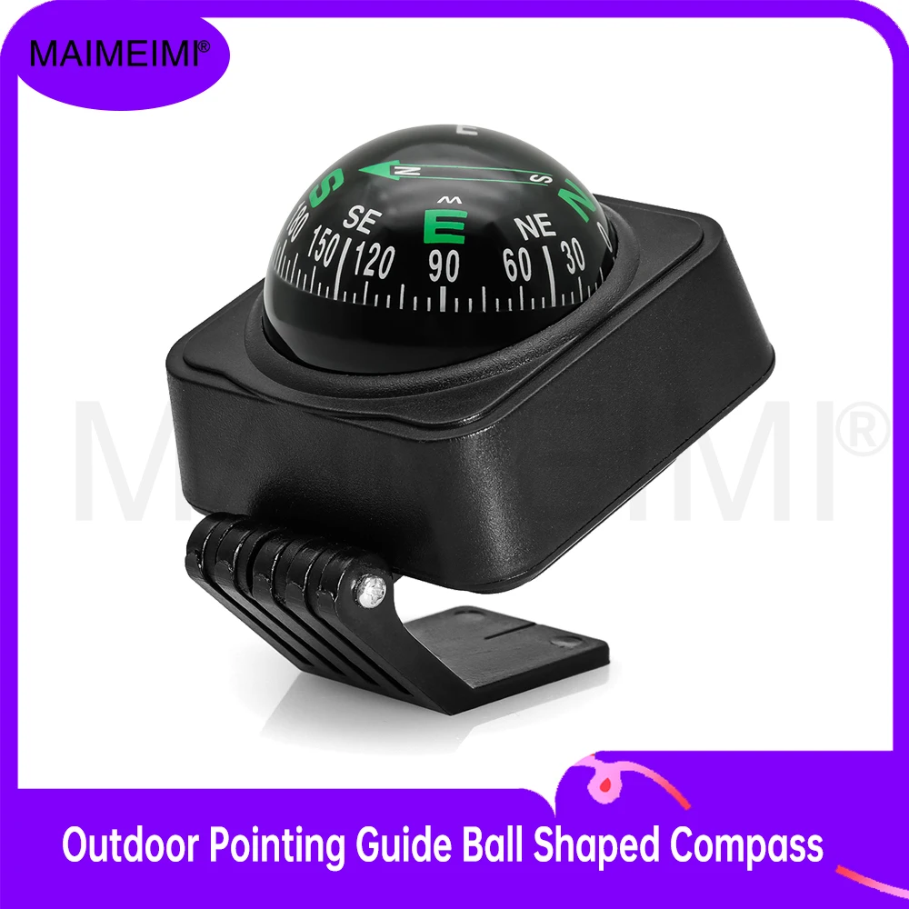 بوصلة سيارة للوحة القيادة قابلة للتعديل في الهواء الطلق لسيارة قارب ركوب الدراجات المشي لمسافات طويلة الاتجاه توجيه بوصلة على شكل كرة