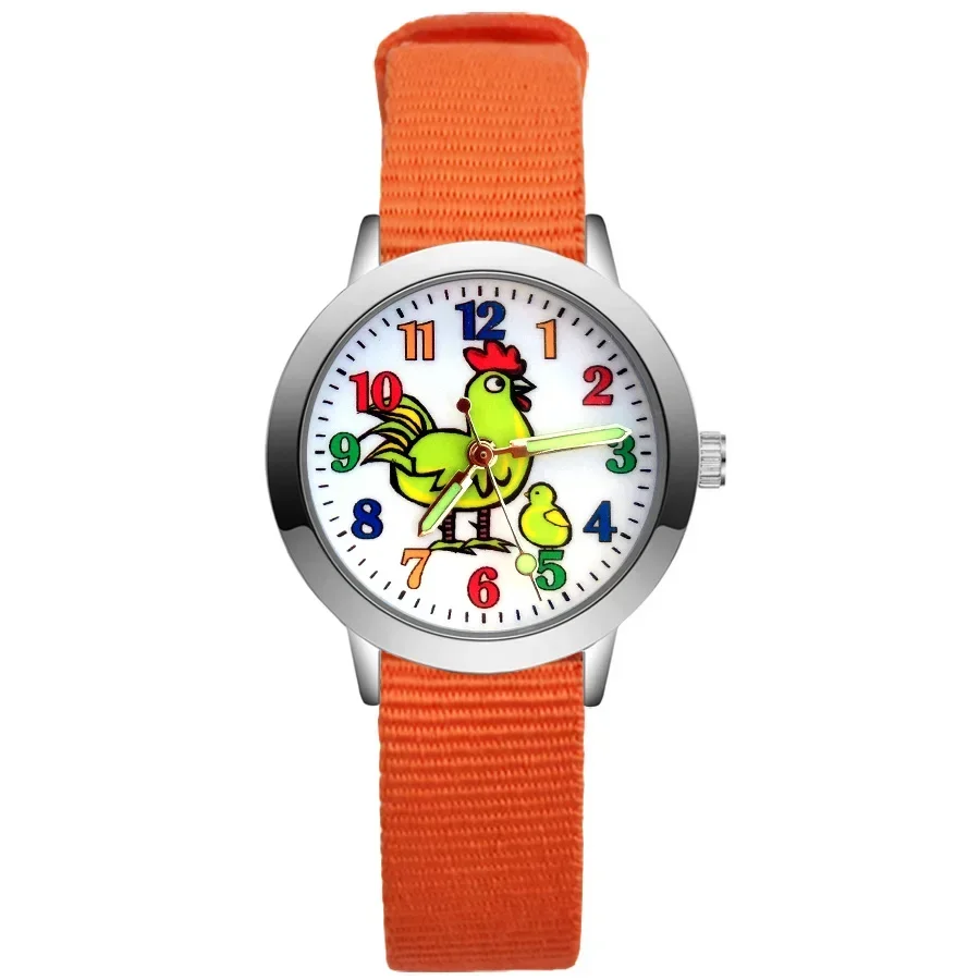 Nieuwe Mode Cartoon Regenboog Kinderen Student Meisjes Jongens Quartz Lederen Nylon Band High End Merk Horloge Fabriek Groothandel