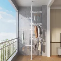 Floor-Standing Hanger Thickened Retractable Pole Balcony Clothes Pole Indoor Home Balcony Clothes Storage Rack