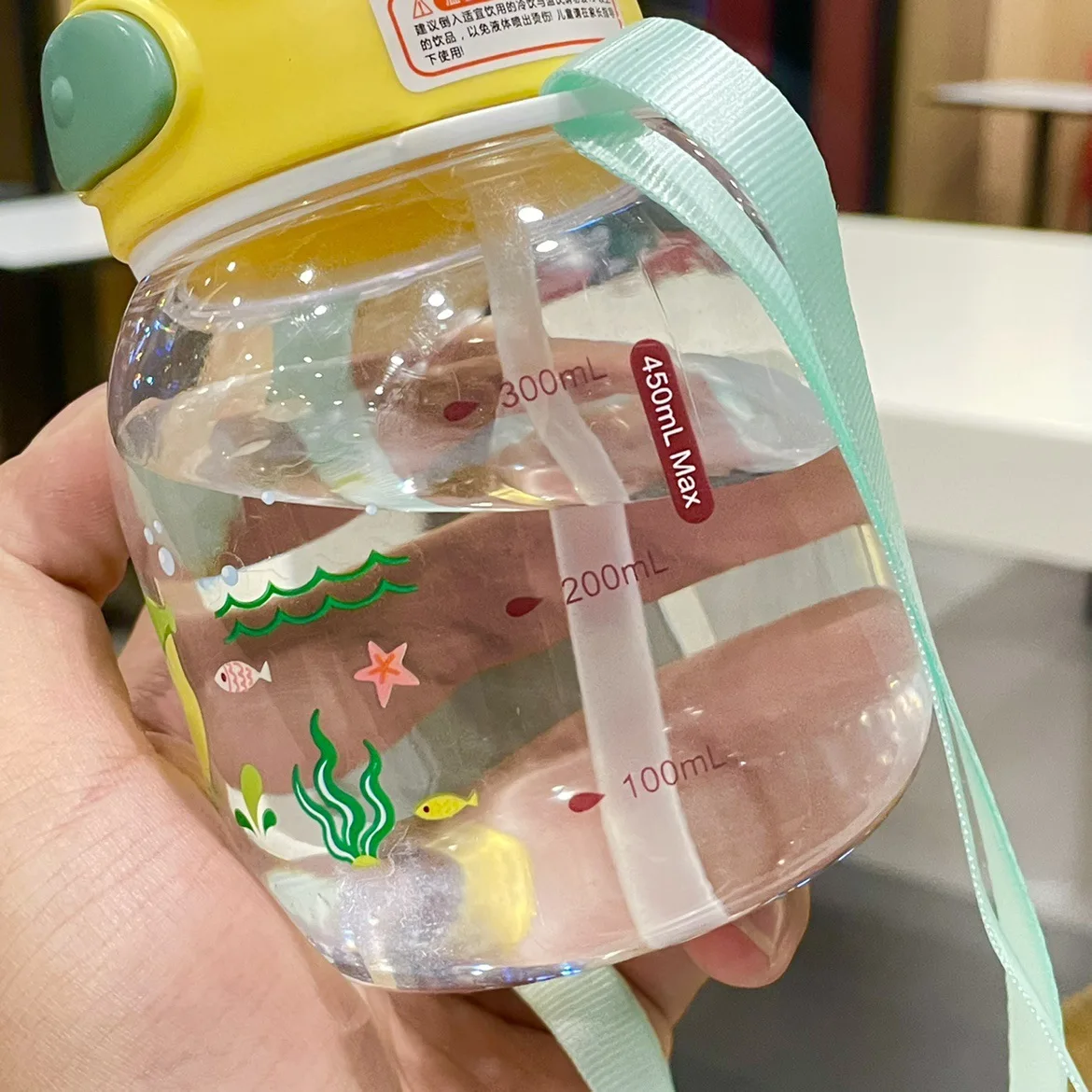 450ml Children's Water Bottle Boys Girls Cute Cartoon Water Cup Anti-fall Straw Cup Summer School Kindergarten Baby Kettle