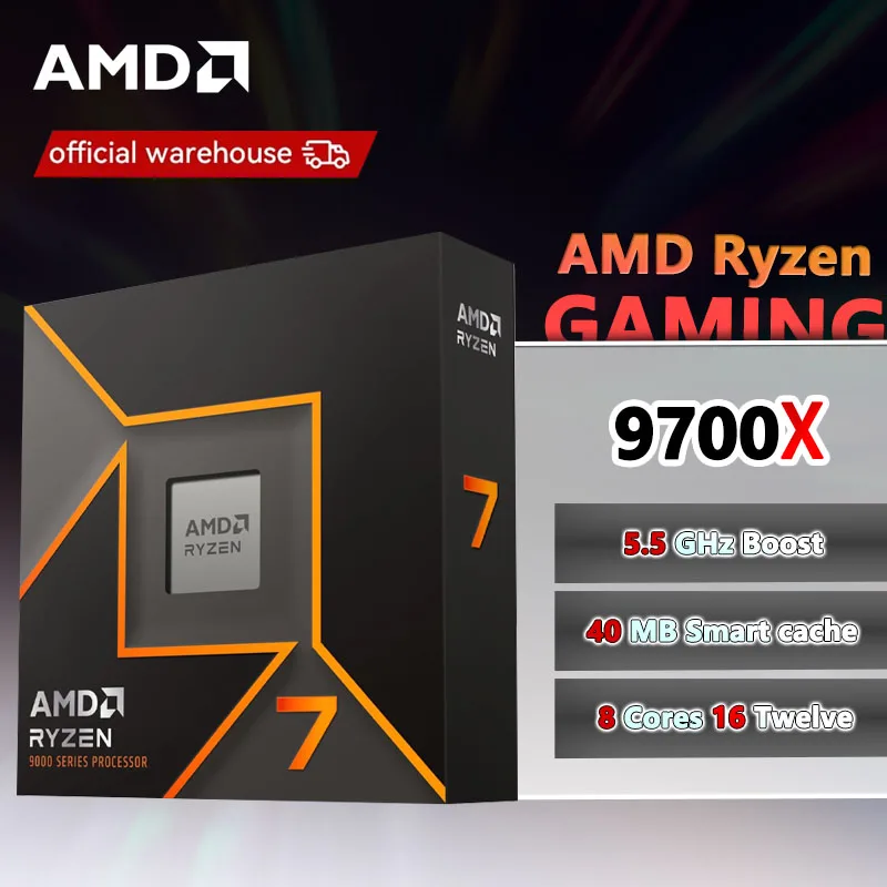 AMD R7 9700X Ryzen 7 9700X صندوق جديد بدون مروحة