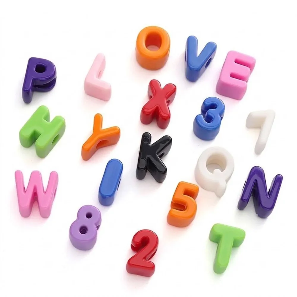 10Pcs Big Hole A-Z Acrylic Letter Beads For DIY Children Handcraft Ornament Alphabet Spacer Necklace Jewelry Making Accssories