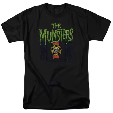 The Munsters 50 Year Logo T Shirt Mens Licensed Classic TV Herman Eddie Black