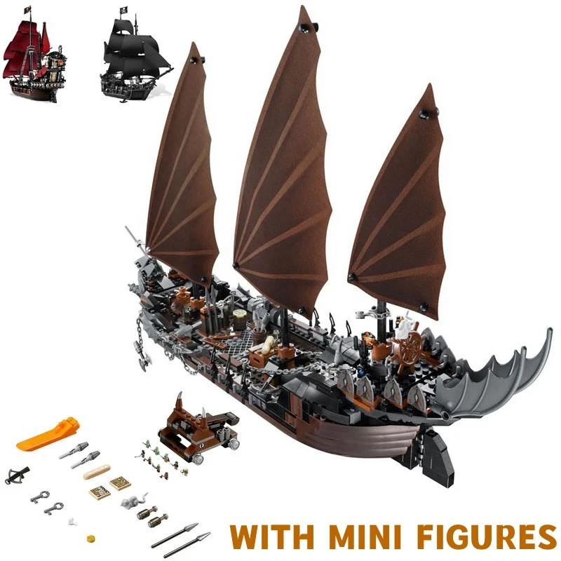 LOTR Ambush Ship Pirates Of Caribbean Reveng Warship Black Pearl Sailboat Building Block Bricks 79008 4184 Assembly Toy Kid Gift